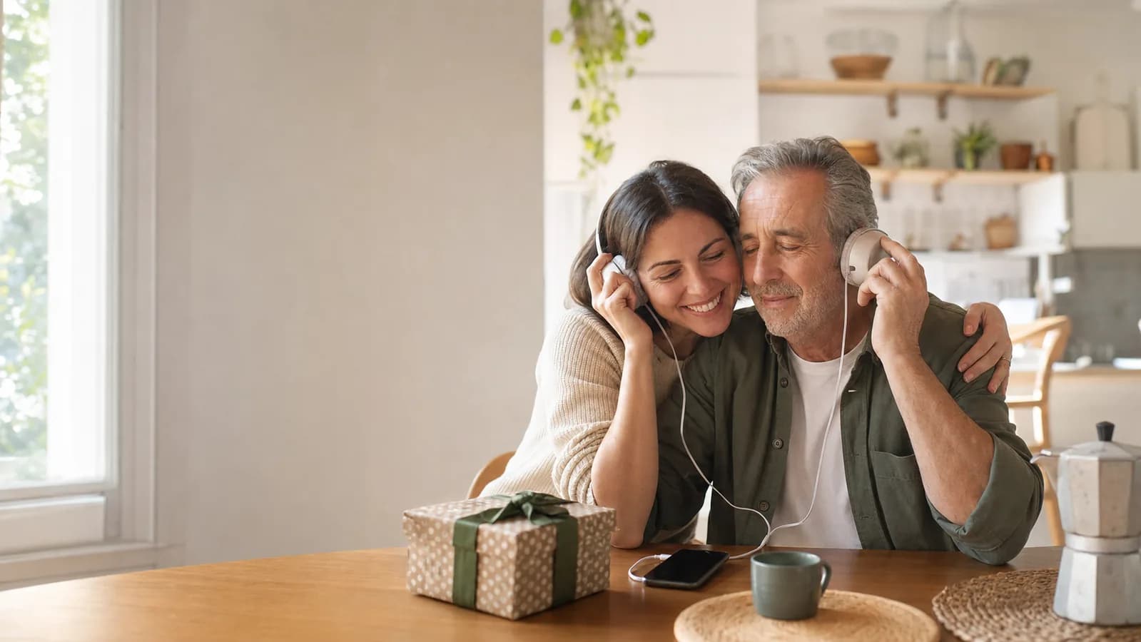 Hija compartiendo una canción con su padre por su cumpleaños